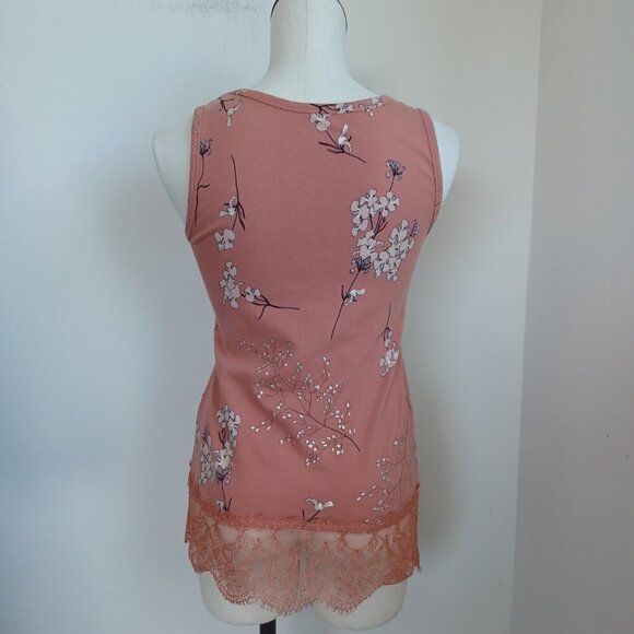 Soft Surroundings Tank Top Madame Lace Floral Print Pullover Stretch Knit XSmall - Picture 8 of 12